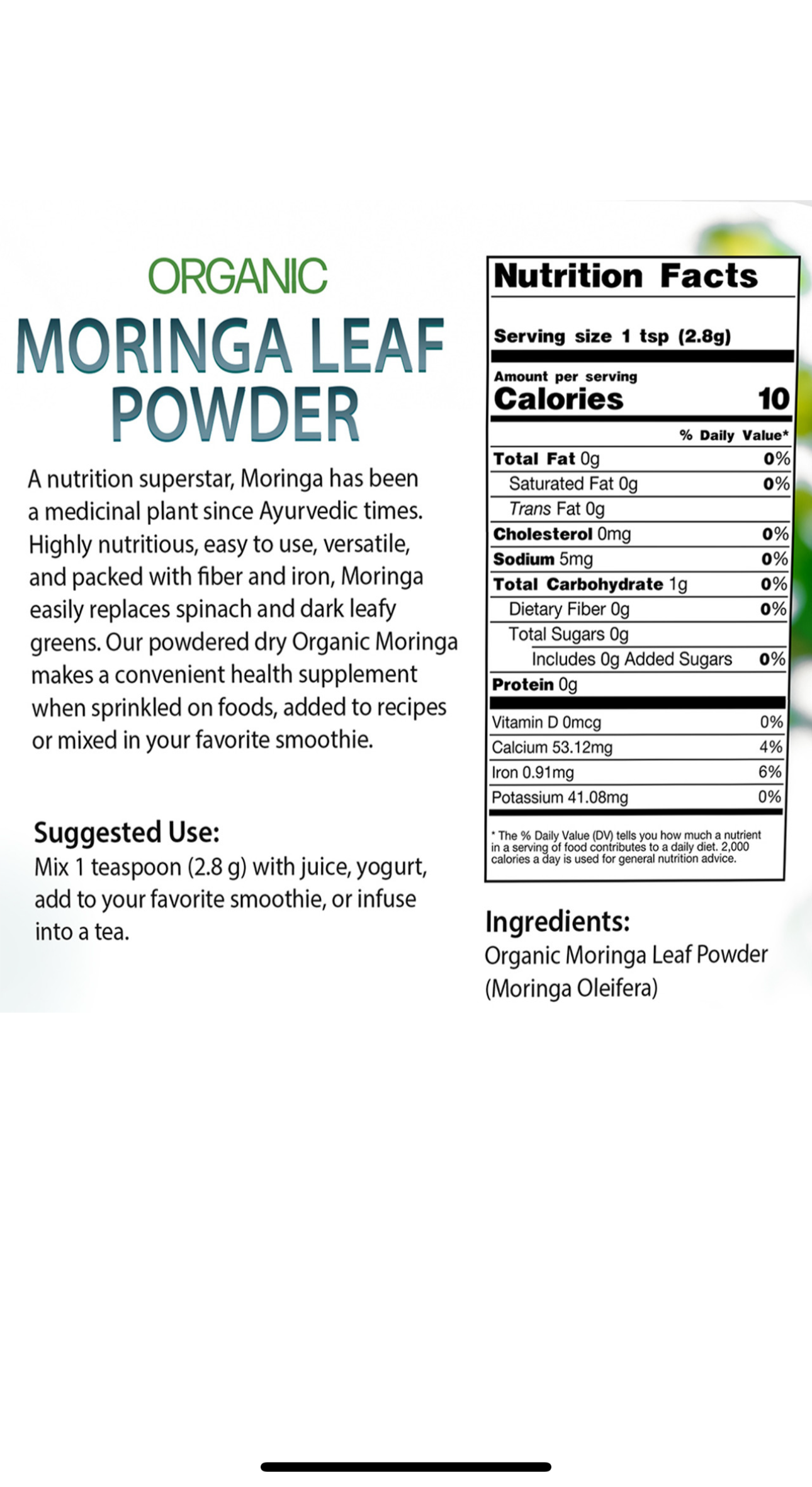 Moringa Leaf Powder-4oz