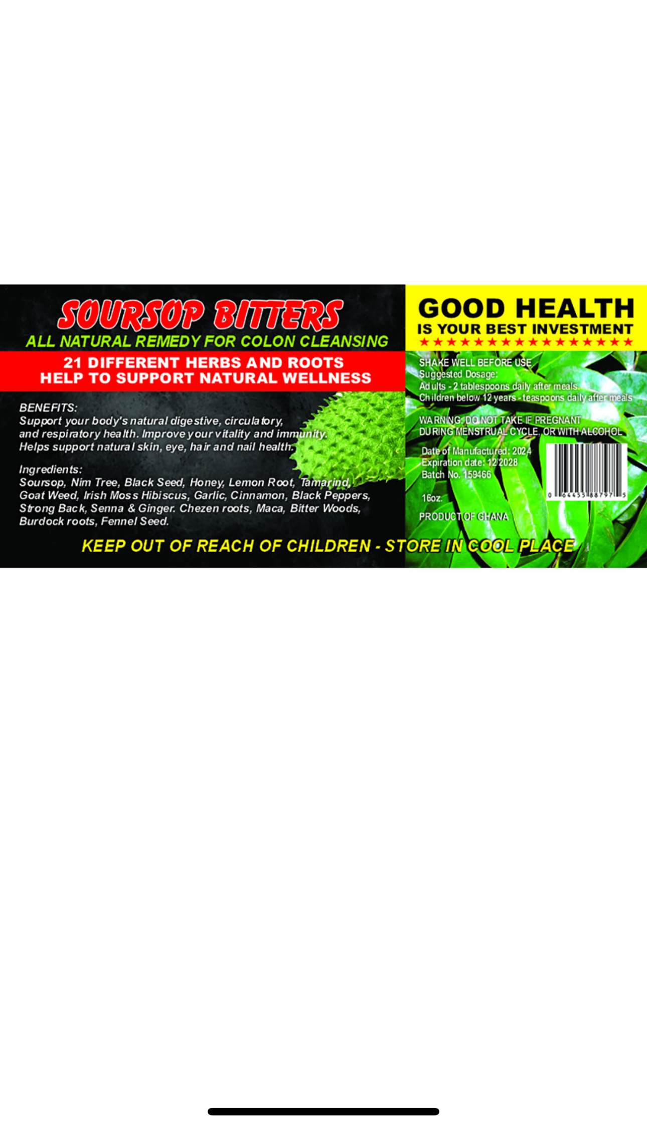 Soursop Bitters- 16oz