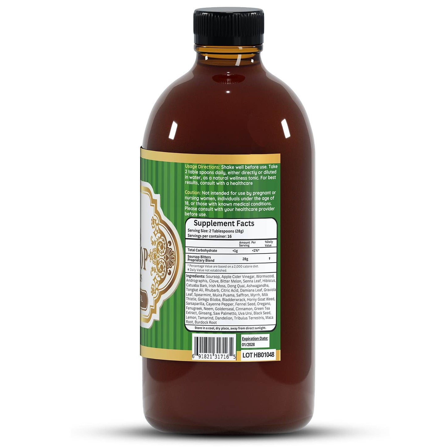 Soursop Living Bitters Herbal Tonic 16oz - Botanical Blend